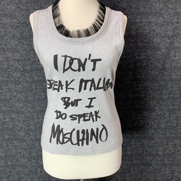 Moschino Tops - Moschino  Couture “I don’t speak Italian… gray top